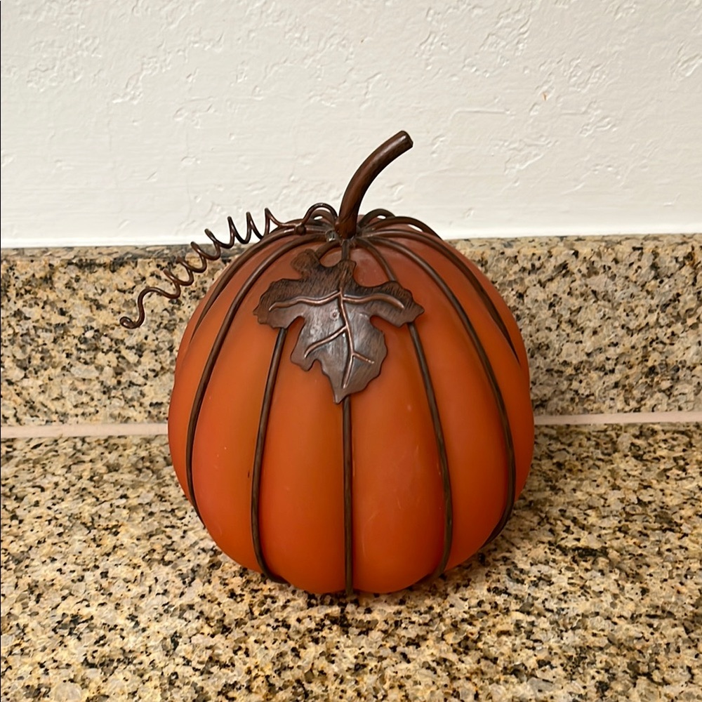 Decorative Orange Pumpkin with Metal Accents